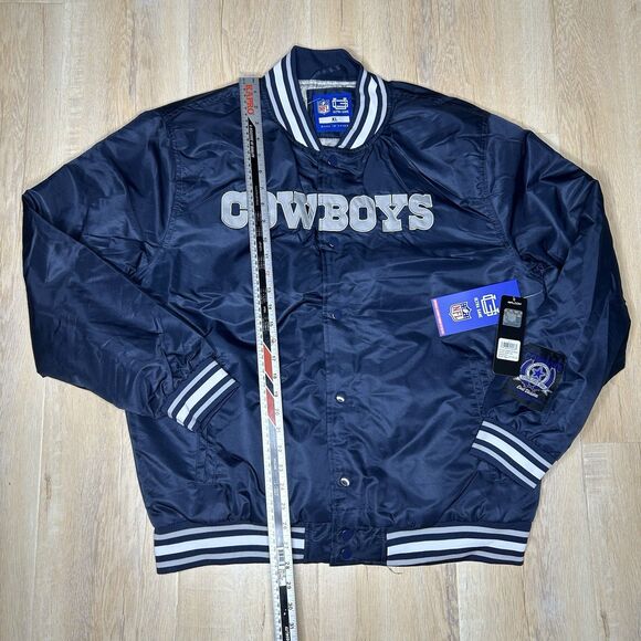 New Men's Dallas Cowboys NFL Team Apparel Satin Full Snap Varsity Navy Jacket XL - Picture 4 of 11